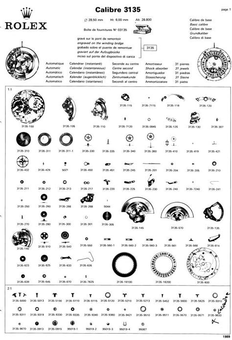 rolex 3135 parts diagram.